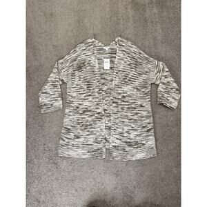 NWT J Jill Summer Sweater Cardigan Small Heather Brown Tan Cream Open Front